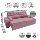 Sofá Australia Retratil E Reclinavel 2,72 Mts Suede Rosa Caro