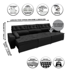 Sofá Australia Retratil E Reclinavel 3,12 Mts Suede Preto Car