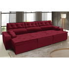 Sofá Australia Retratil E Reclinavel 3,42 Mts Suede Vermelho
