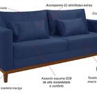 Sofá Bahamas 1,70 Veludo Azul Marinho Living Base Madeira Fix