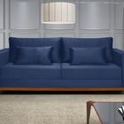 Sofá Bahamas 2,00 Veludo Azul Marinho Fixo Base Madeira