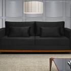 Sofá Bahamas 2,00 Veludo Preto Fixo Base Madeira