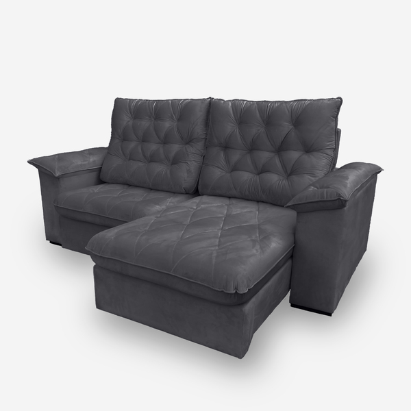 Sofá Bahamas 2 Lugares 1,90 Metros Veludo - 10 Cinza