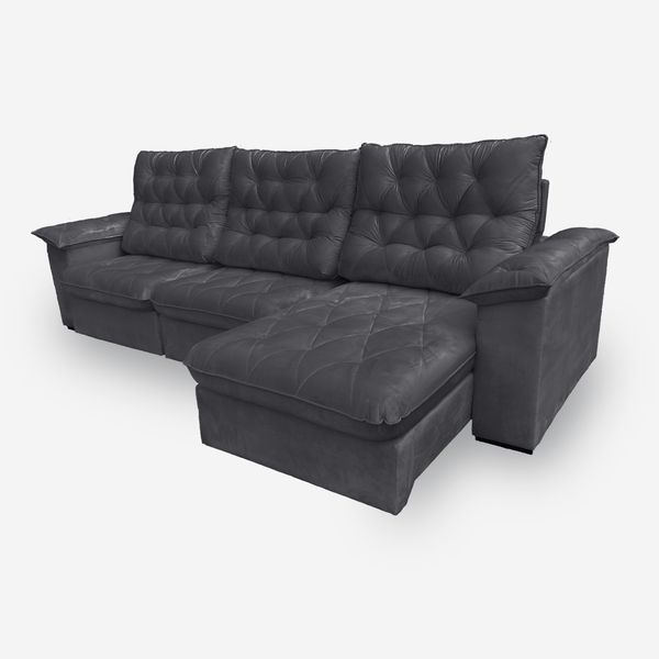 Sofá Bahamas 3 Lugares 2,10 Metros Veludo - 10 Cinza