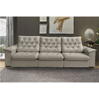 Sofá Bahamas 6 Lugares 3,20 Metros Veludo - 02 Bege