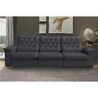 Sofá Bahamas 6 Lugares 3,20 Metros Veludo - 10 Cinza