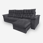 Sofá Bahamas 6 Lugares 3,20 Metros Veludo - 10 Cinza