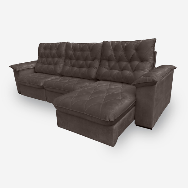 Sofá Bahamas 6 Lugares 3,20 Metros Veludo - 17 Chocolate