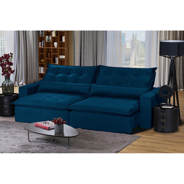 Sofá Bahia Modular 6 Lugares 2,90mt Com Molas Retrátil E Recl