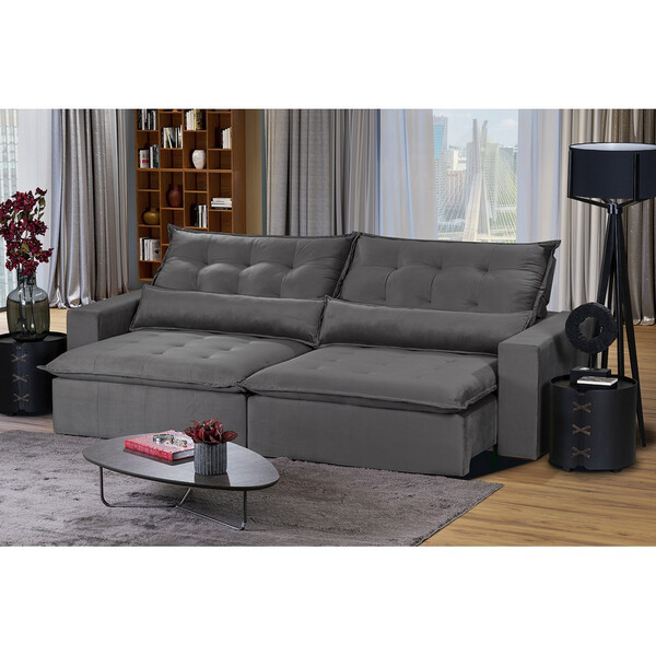 Sofá Bahia Modular 6 Lugares 2,90mt Com Molas Retrátil E Recl