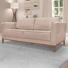 Sofa Balli 3 Lugares 210cm Pes Madeira Linho 223 Ezz