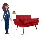 Sofá Barato 2 Lugares Namoradeira Opala Para Sala Pés Palito