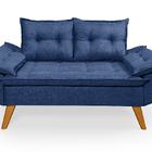 Sofá Bariloche 2 Lugares Com Duas Banquetas Em Linho  Azul