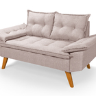 Sofá Bariloche 2 Lugares Com Duas Banquetas Em Linho  Champag