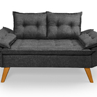 Sofá Bariloche 2 Lugares Com Duas Banquetas Em Linho  Grafite