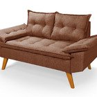 Sofá Bariloche 2 Lugares Com Duas Banquetas Em Linho  Marrom