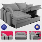 Sofá Baú Sem Caixa Retrátil 1,80m Softgel Bonnie Boucle Cinza