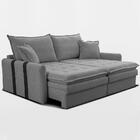 Sofá Baú Sem Caixa Retrátil 1,80m Softgel Bonnie Boucle Cinza