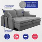 Sofá Baú Sem Caixa Retrátil 1,80m Softgel Bonnie Boucle Cinza
