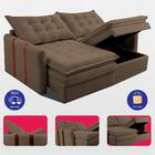 Sofá Baú Sem Caixa Retrátil 1,80m Softgel Petit Boucle Marrom