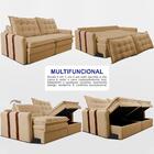 Sofá Baú Sem Caixa Retrátil 2,00m Softgel Petit Boucle Carame