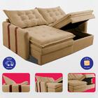 Sofá Baú Sem Caixa Retrátil 2,00m Softgel Petit Boucle Carame