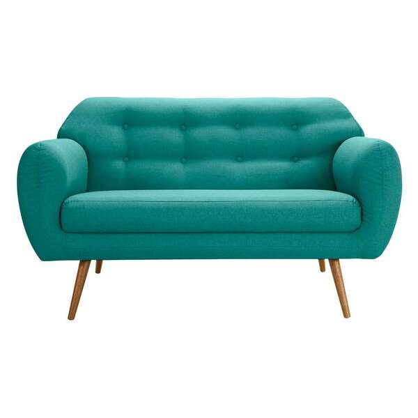 Sofá Beatle 2 Lugares Linho Azul Turquesa
