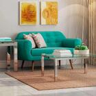 Sofá Beatle 2 Lugares Linho Azul Turquesa