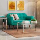 Sofá Beatle 2 Lugares Linho Azul Turquesa