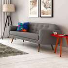 Sofá Beatle 3 Lugares Linho Cinza