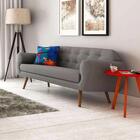 Sofá Beatle 3 Lugares Linho Cinza