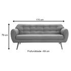 Sofá Beatle 3 Lugares Linho Cinza