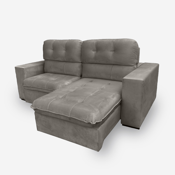 Sofá Bekaa 3 Lugares 2,10 Metros Veludo - 03 Capuccino