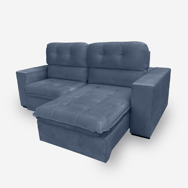 Sofá Bekaa 5 Lugares 2,70 Metros Veludo - 24 Marinho