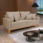 Sofá Beny 2 Lugares 1,80m Com 4 Almofadas Soltas Linho Bege