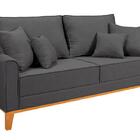 Sofá Beny 2 Lugares 1,80m Com 4 Almofadas Soltas Linho Grafite