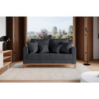 Sofá Beny 2 Lugares Com Base De Madeira - Linho Grafite