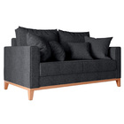 Sofá Beny 2 Lugares Com Base De Madeira - Linho Grafite