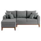 Sofa Beny Chaise 3 Lugares Linho Cinza Esquerdo