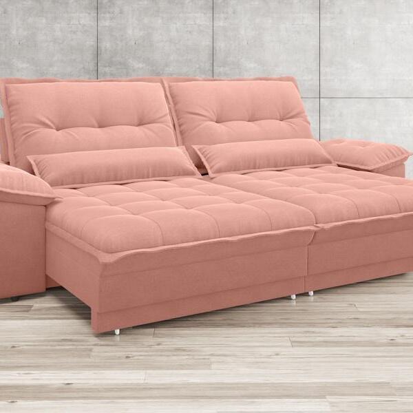 Sofá Bergamo 1,90m Assento Retrátil E Reclinável Velosuede Ro