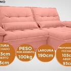 Sofá Bergamo 1,90m Assento Retrátil E Reclinável Velosuede Ro