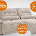 Sofá Bergamo 1,90m Retrátil E Reclinável Velosuede Areia - Ne