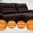 Sofá Bergamo 1,90m Retrátil E Reclinável Velosuede Chocolate