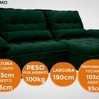 Sofá Bergamo 1,90m Retrátil E Reclinável Velosuede Verde - Ne