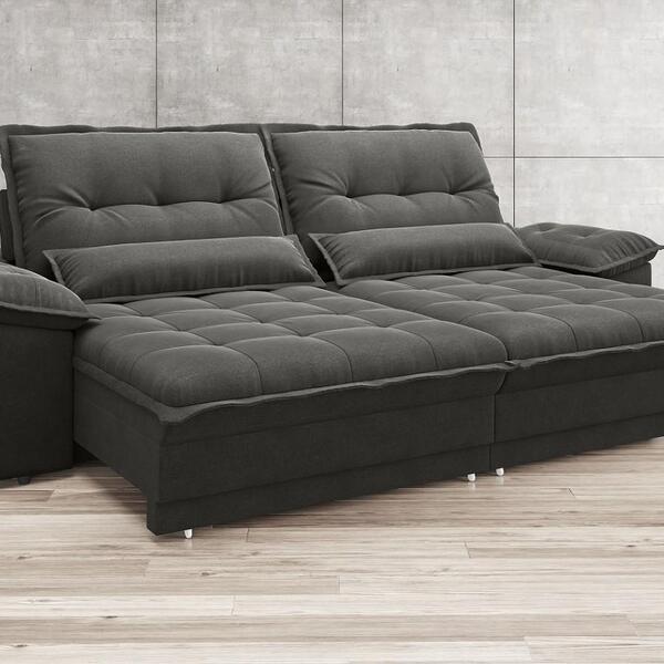 Sofá Bergamo 2,10m Assento Retrátil E Reclinável Velosuede Ci