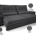 Sofá Bergamo 2,10m Retrátil E Reclinável Linho Soft Grafite -