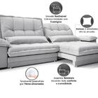 Sofá Bergamo 2,10m Retrátil E Reclinável Linho Soft Prata - N