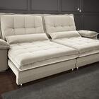 Sofá Bergamo 2,10m Retrátil E Reclinável Veludocristal Areia