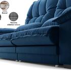 Sofá Bergamo 2,10m Retrátil E Reclinável Veludocristal Azul M