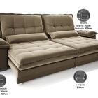 Sofá Bergamo 2,10m Retrátil E Reclinável Veludocristal Castor